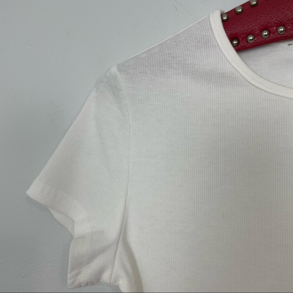 Cropped Ribbed Baby Tee | White | Size Small - Picture 2 of 9
